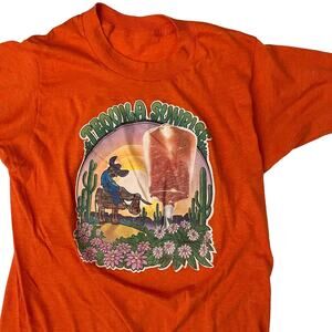 Vintage 1970s Tequila Sunrise Orange Single Stitch T-Shirt M